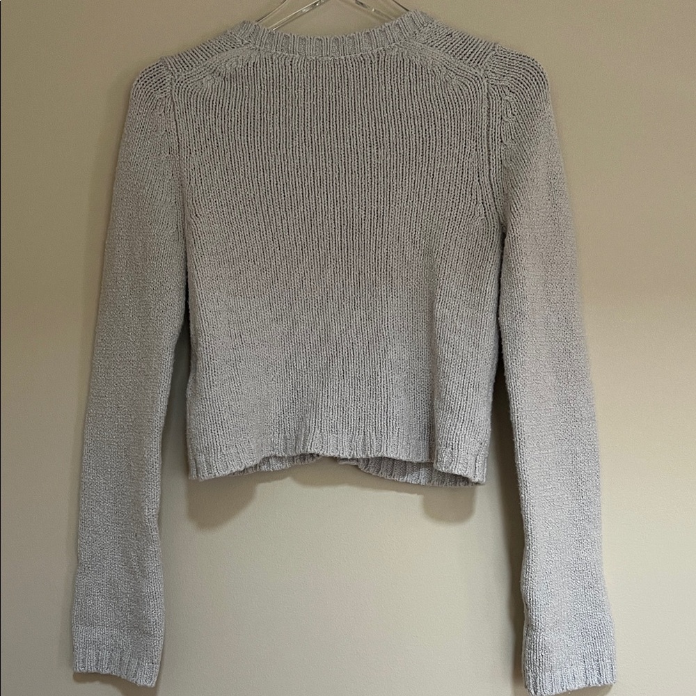 Abercrombie & Fitch Light Gray Cropped Cotton Cardigan Sweater S - Picture 5 of 5